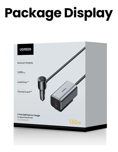 Cargador Auto Ugreen 130w Usb C Usb A Gan 4 Puertos Ec706 - Imagen 8