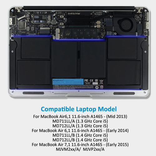 Batería A1495 Para Macbook Air 11 (2013 Al 2015) - Imagen 5